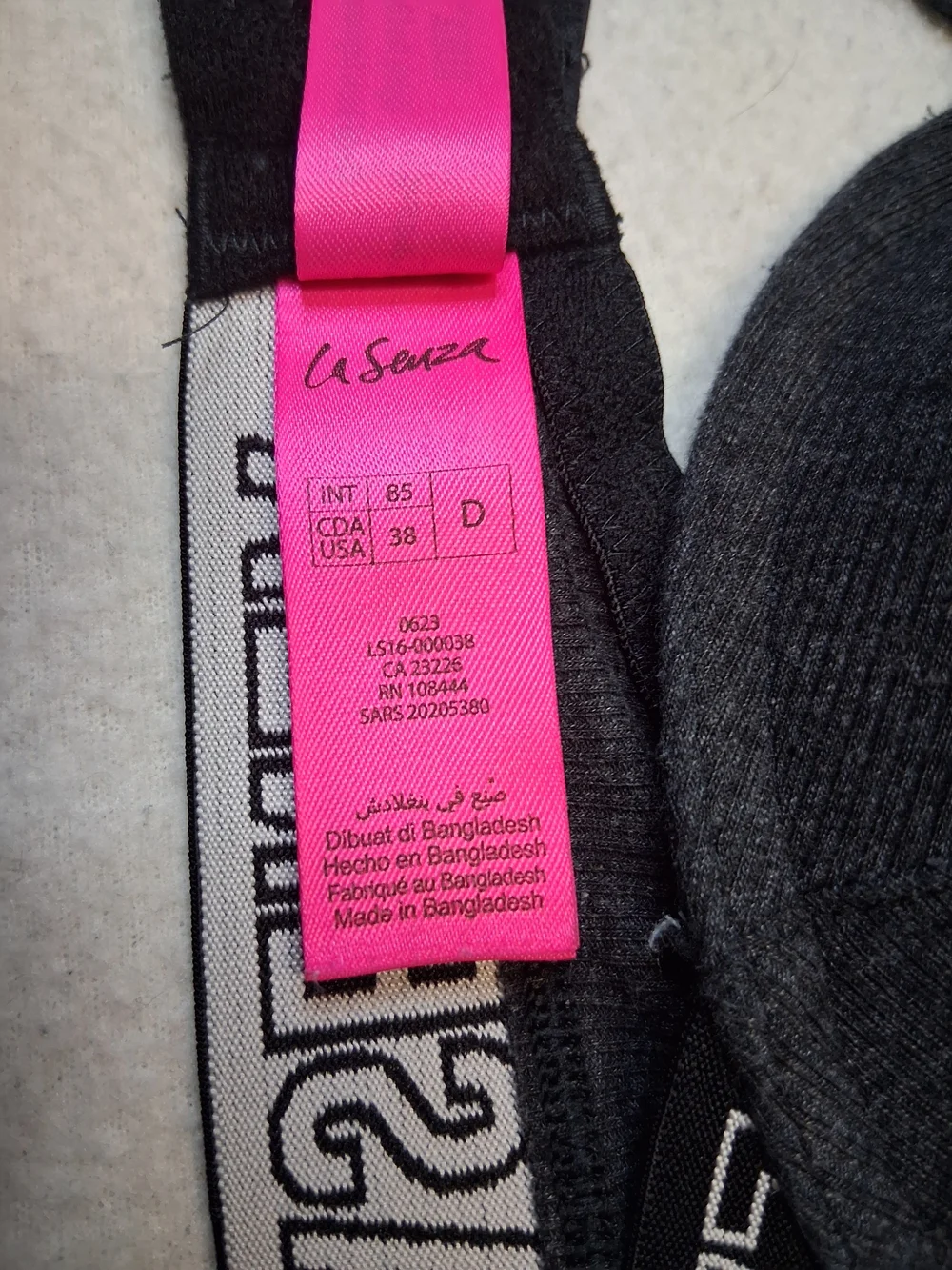 La SENZA Charcoal Gray Padded Underwire Bra with Logo Band - Picture 8 of 8